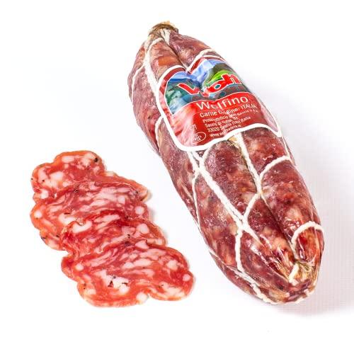 Wolf, Wolfino, Salamino Intero, Leggera Affumicatura con Legno di Faggio, 100% Carne da Allevamenti Italiani, Senza Glutine, Sottovuoto, 250 g (min. netto garantito)