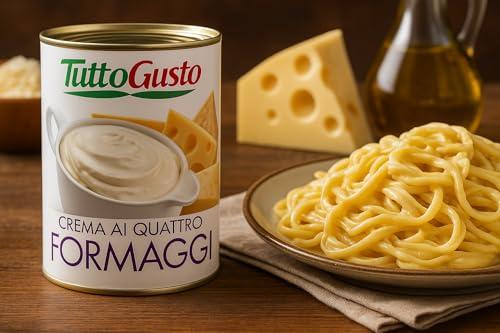 Crema ai Quattro Formaggi in Lattina da 400g – Salsa Pronta per Pasta, Pizza, Lasagne e Contorni – Vellutata, Gustosa, Facile da Usare, Senza Sprechi