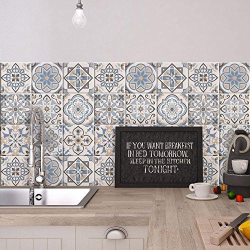 RE-COVERTILES - Adesivi per Piastrelle Bagno e Cucina 10 Pz 20x20 cm - PS00023 Decorazione murale in PVC Impermeabile mattonelle Mosaico Stile cementine Azulejos