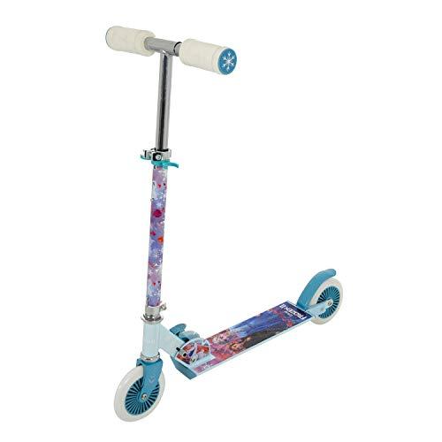 ALBRI Monopattino a 2 Ruote in Metallo di Frozen, per Bambine dai 3 Anni. Pieghevole per Un Facile trasposto. in Acciaio, con sterzo Regolabile in Altezza.