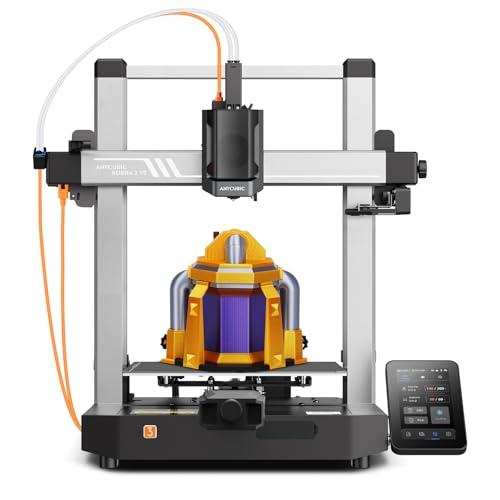ANYCUBIC Kobra 3 V2 Stampante 3D, Stampante Multicolore con 4/8 Opzioni di Colore, 600mm/s ad Alta Velocità, Facile Impostazione con Livellamento Automatico Aggiornato,Ampia Compatibilità di Materiali