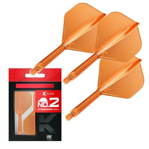Target Darts K Flex Voli e Steli Integrati per Freccette, No.2 Arancione (Intermedio) | Confezione da 3 K-Flex – No2, Kflex all in One Moulded Dart Flight & STEM | Accessori Professionali Freccette
