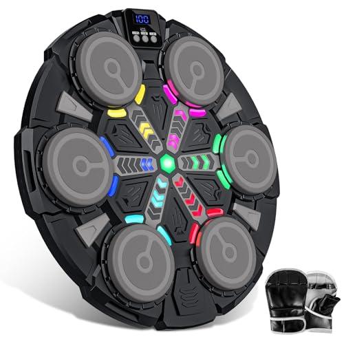 Macchina da Boxe Musicale, Nuovo Music Boxing Machine a Parete con Guanti, Connessione Bluetooth, Luci LED, Regolazione a 5 Velocità, Molteplici Modalità di Allenamento, Conteggio Automatico (A)