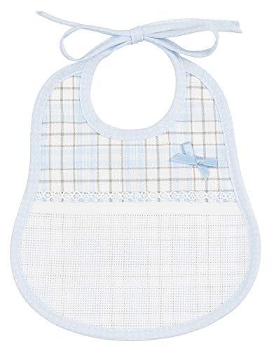 Filet - Bavaglino Azzurro per neonati con stampa scozzese | Realizzato in cotone Piquet | Made in Italy | Dims 24x20 cm