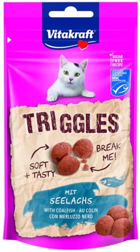 Vitakraft Triggles, snack per gatti, con pollock, mini tartine da coccolare, senza aggiunta di zucchero (1 x 40 g)