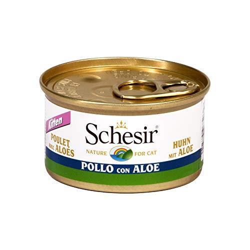 Schesir - Cibo umido per gatti cuccioli al gusto Pollo con aloe - per gattini dai 3 ai 12 mesi - 24 lattine da 85g (1,7kg)