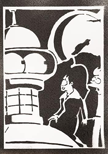 moreno-mata Autentici Graffiti Fatti a Mano Futur... Bender Handmade Poster Serie TV Quadri Moderni Soggiorno Decorazione Parete Regalo Uomo e Donna
