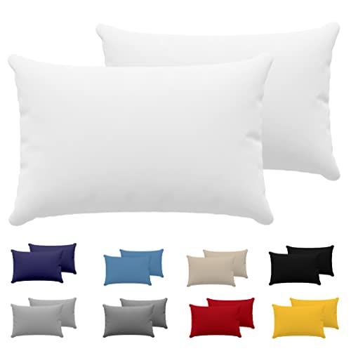 Dreamzie Federe Cuscini 30x50 (Set di 2) - Bianco - per i Cuscini 30 x 50  cm - 100% Jersey di Cotone - Federa da Cuscino - Copri Cuscino per Letto -  Fodera Protezione per Cuscino