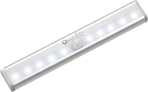 OxyLED T-02 4069023 Portatile DIY Stick-on Anywhere, Ideale per Armadio da Parete Sous-Bar, Gabinetto Lampada LED 10 LED Automatico con sensore di Movimento, Senza Fili, sensore Magnetico Freddo