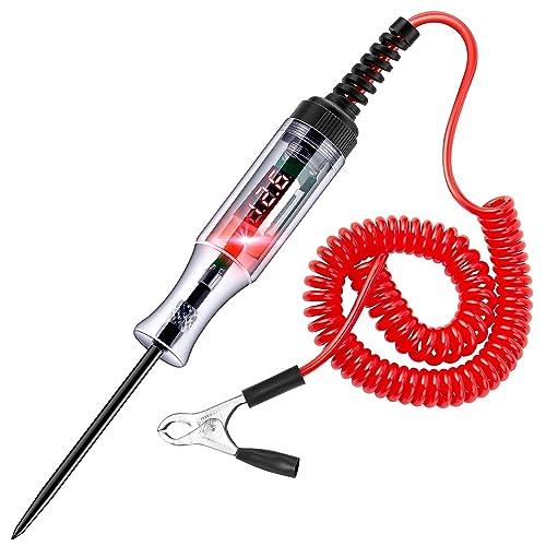 Greluma 1 pezzo Tester per circuiti automobilistici 3-48 V con voltmetro,luce di prova per display retroilluminato a LED per impieghi gravosi,tester di tensione CC bidirezionale