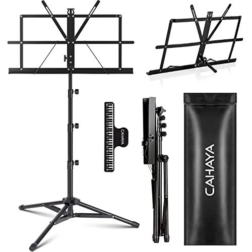 CAHAYA 2-in-1 Leggio Spartiti Musicali & Supporto da Tavolo per Libri Leggio Musicale Pieghevole Altezza Regolabile 70-170cm con Borsa di Trasporto Versione Superiore CY0305