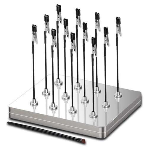 Supporti per modelli e basi per scatole di ferro.12 supporti flessibili per modelli con clip a coccodrillo e basi magnetiche, ideali per modellismo, circuiti stampati, saldatura e bricolage