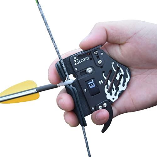 Elong Archery Recurve Bow Finger Tab in vera pelle + piastra in alluminio, protezione per le dita regolabile