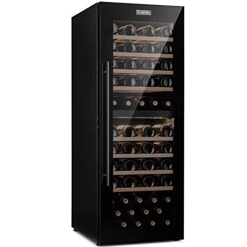 Klarstein Cantinetta Vino, Cantinetta Vino Refrigerata a Zona Doppia per Interno/Esterni, Frigo Bar, Cantina Vino con Vetrina, Mini Bar con Protezione UV, Frigo Vino Touch, 5-20°C, 77 Bottiglie