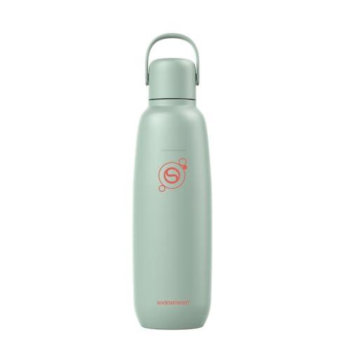 SodaStream Fizz & Go - Borraccia Menta per bevande frizzanti in acciaio con doppia parete isolante da 0,9 l, mantiene le bevande calde o fredde per 12 ore, compatibile con macchine per acqua frizzante