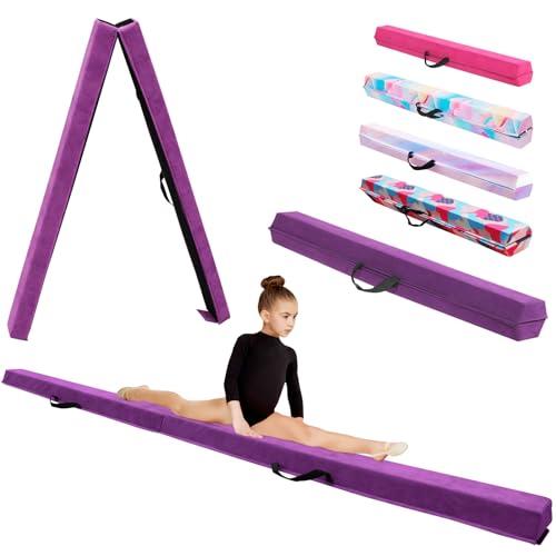 KIKILIVE Trave d'Equilibrio Ginnastica con Superficie in Ecopelle Eva+EPE in 3 Misure (240cm/270cm/300cm) Pieghevole per Bambini & Adulti + Borsa Trasporto