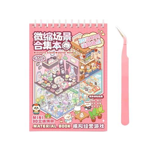 Mini libro di adesivi 3D, simpatici adesivi artistici, per adulti e bambini, per terapia 3D, per alleviare l'ansia e attività di legame familiare, sollievo dallo stress che passa il tempo