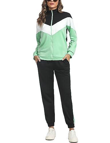 Marvmys Tuta Donna Completa Sportivo Inverno Set Due Pezzi Colore Contrasto Invernale Sportivi Abbigliamento Jogging Yoga Training Fitness