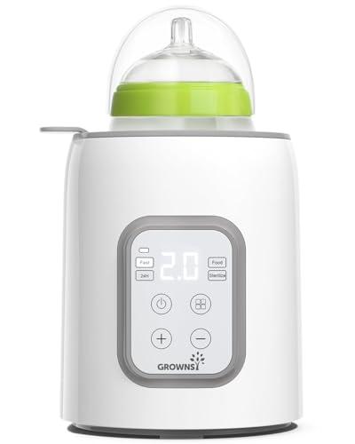 GROWNSY Scaldabiberon 10-in-1 Veloce con Timer per Latte Materno o Formula, Controllo Preciso della Temperatura, Funzioni di Scongelamento, Sterilizzazione, Mantenimento Caldo e Riscaldamento Pappe