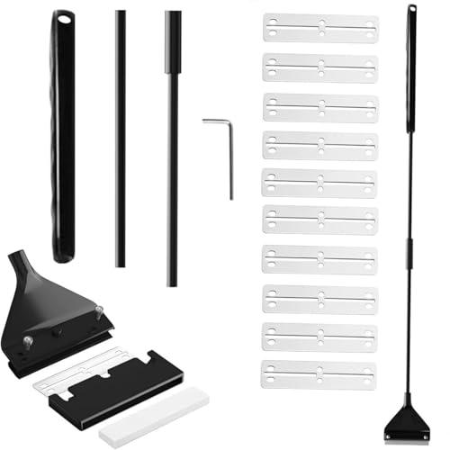 Raschietto per Alghe, Raschietto Alghe Acquario, Pulitore Raschietto Alghe Raschietto, Rasoio per Pulizia Delle Alghe, in Acciaio Inox, Asta Staccabile per Pulizia di Vetri e Acquari, 62 cm, 10 Lame