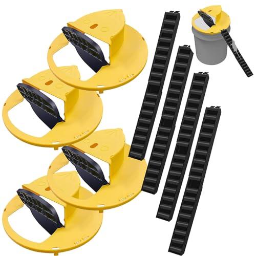 Trappola per Topi Vivi con Coperchio Giallo - Compatibile con Secchio da 5 Gallon, Pieghevole con Reset Automatico e Inclinazione