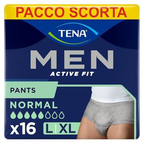 TENA MEN Boxer assorbenti Pants Normal per perdite urinarie, Elasticizzati, Monouso, per Uomo, taglia L/XL, 16 pezzi, Colore Grigio