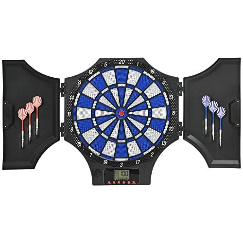 SPORTNOW Bersaglio Freccette Elettronico Pieghevole, Bersaglio Freccette Professionale con 6 Freccetti e Monitor LCD per 31 Giochi e 285 Programmi in PP, 83x45x4 cm, Nero