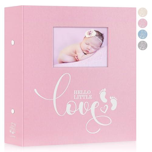 Lanpn Album Fotografici Bambino 10x15 600 Tasche, Lino Inserire Gli Album porta Foto Nascita Bimbo Regalo, Baby Photo Album Fotografico, Album Battesimo Bimba Ragazza Bambino Neonato Rosa