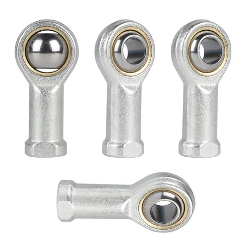 EFUTURETIME 4PCS Cuscinetto Estremità Stele M12, Cuscinetti Sferici con Filettatura Destrorsa in Acciaio per Cuscinetti, Snodi Sferici SI12T/KM(PT) per Biciclette, Motocicli, Attrezzature Meccaniche