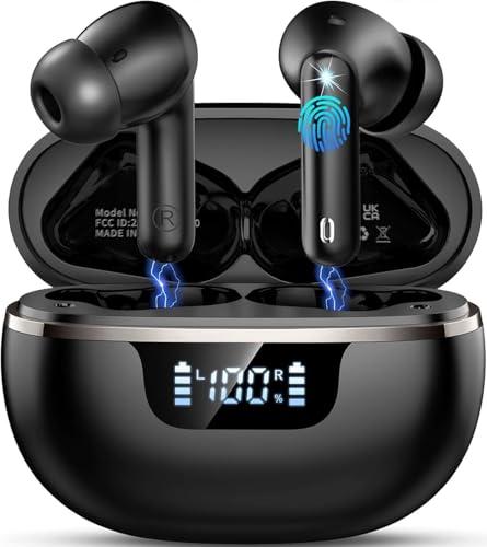 Cuffie Bluetooth 5.4, 2025 Auricolari Bluetooth Stereo HiFi, 56 Ore Cuffiette In Ear con 4 ENC Cancellazione Rumore Mics, IP7 Impermeabili Cuffie Senza Fili per iOS/Android, Cuffiette Touch Control