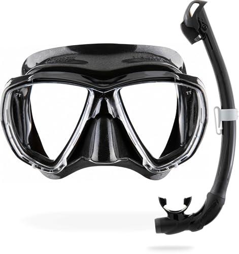 Cressi Big Eyes + Seal Dry Combo Black/Black - Combo Set per Adulti Maschera Big Eyes e Innovativo Snorkel Seal Dry, Ideale per Immersioni e Snorkeling, Nero/Nero, Taglia Unica