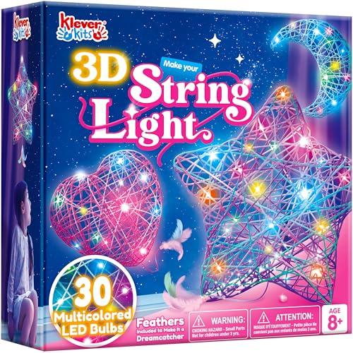 Klever Kits Kit di arte con fili 3D per bambini di età compresa tra 8 9 10 11 12 anni, Arti e mestieri, Set di lanterne fai da te per bambine, Giocattolo luminoso con fili luminosi, Regali compleanno