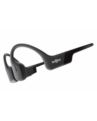 SHOKZ Auricolari OpenRun a conduzione ossea, auricolari sportivi Bluetooth open-ear con microfono, cuffie wireless impermeabili IP67, autonomia 8 ore, USB-C, Fascia auricolare sport, Nero