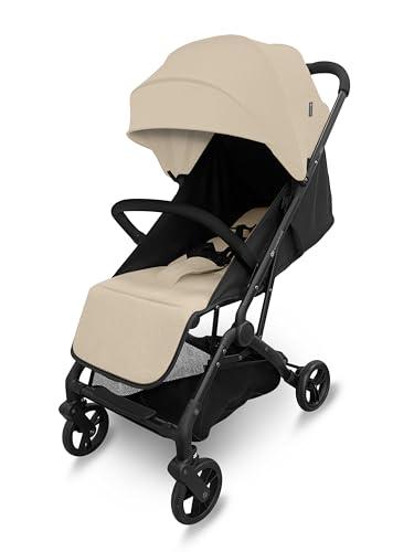 Kinderkraft INDY 3 Passeggino Leggero e Compatto, Chiusura con una Mano, Ultraleggero 7,3 kg, Reclinabile, Cinghia per Trasporto, Ruote Resistenti, Ideale per Viaggi e Città, Beige
