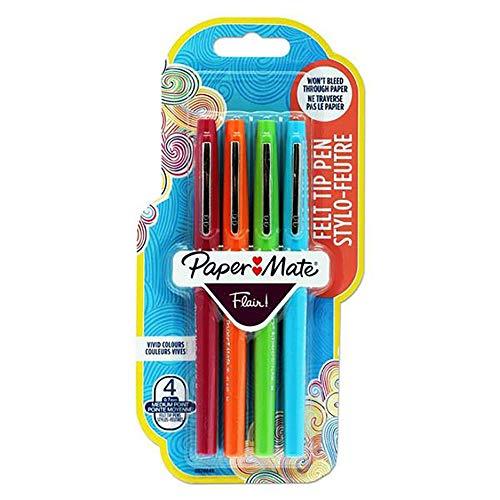 Paper Mate Flair - Pennarelli con punta in feltro, divertenti. Confezione da 4.