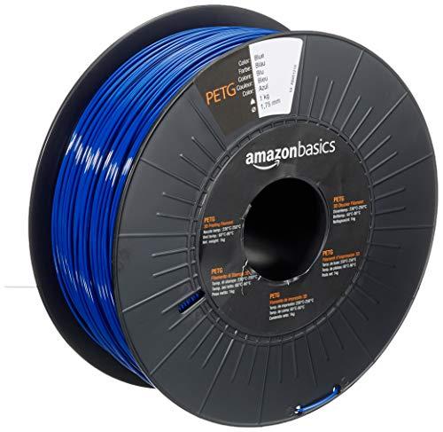 Amazon Basics - Filamento per stampanti 3D, in PETG, 1.75 mm, blu, 1 kg per bobina