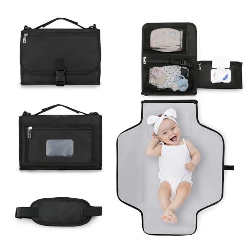 Bebamour Fasciatoio portatile con salviettine tascabili da viaggio con cuscino per la testa per neonati impermeabile pannolini fasciatoio essenziali per neonati