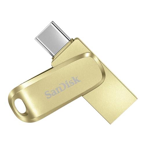 SanDisk 256GB Ultra Dual Drive Luxe, Unità flash, USB Type-C, Corpo in metallo, fino a 400 MB/s, con connettori USB reversibili di Tipo C e Tipo A, per smartphone, tablet, Mac e computer, Oro