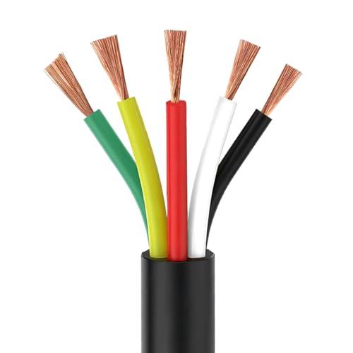 Qiping 5×0,5mm² Filo 5 Conduttori Tondo Cavo per rimorchio 2M 12V/24V Elettrico per Barche/Automobilistiche/LED Lampadine