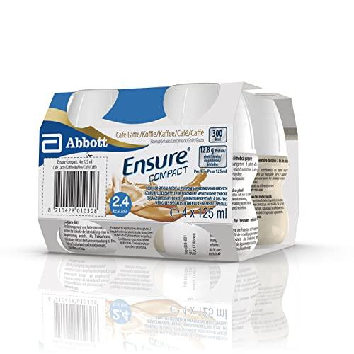 Ensure Compact Alimento a Fini Medici Speciali ad Alta Densità Calorica Formato Bevanda, Supplemento Nutrizionale Completo e Compatto, Confezione 4x125ml, Gusto Caffè
