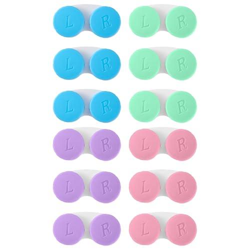 Lasiyanor 12 custodie colorate per lenti a contatto, kit di immersione, confezione a prova di perdite, adatta per mini custodia esterna con tappo a vite
