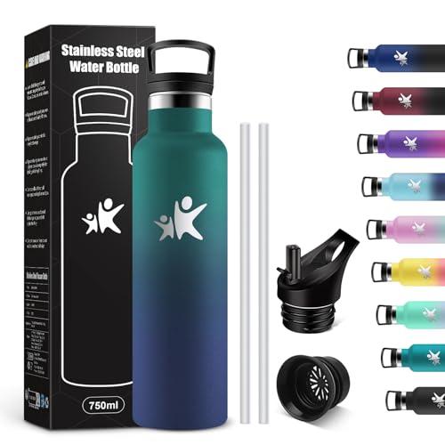 KollyKolla Borraccia Termica 750ml, Borraccia a Prova di Perdite, Facile Pulizia, senza BPA, Riutilizzabile, Borraccia con Cannuccia, Borraccia per Adulto, Campeggio, Ciclismo, Lavoro, Viaggio