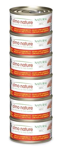 Almo Nature HFC Natural Alimento Umido per Gatti - Pollo e Gamberetti - Confezione da 420 g (6 x 70 g)
