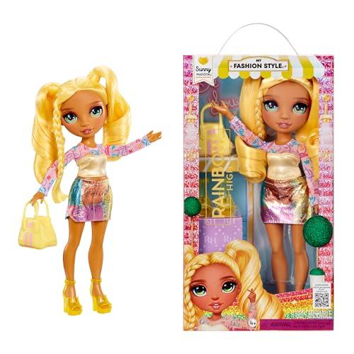 Rainbow High My Fashion Style Doll - Sunny - Bambola alla moda gialla di 28 cm con abito e borsetta alla moda, snodata, collezionabile, età 4-12 anni