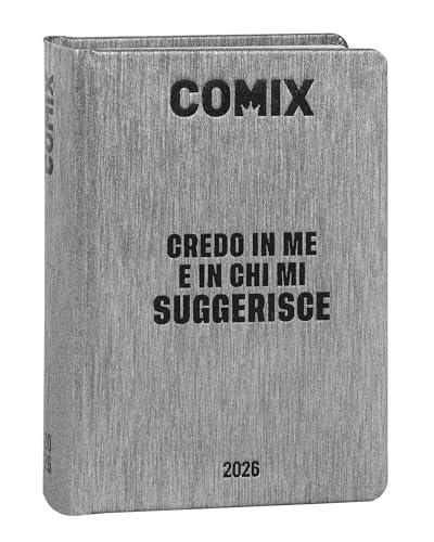COMIX - Diario Mini Giornaliero 16 Mesi, Diario Scuola 2025-2026, con Copertina Rigida, Ideale per la Scuola Media e Superiore, 11x15.3h cm, Nero