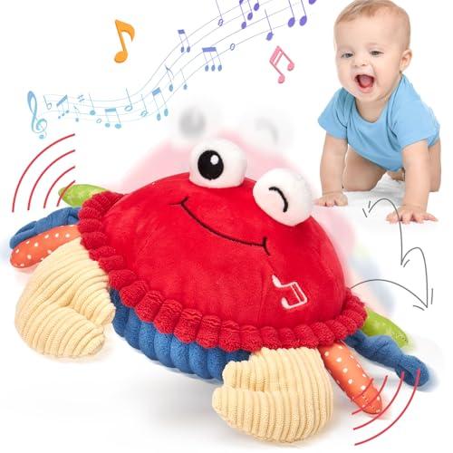 hahaland Giochi Neonato 6 mesi Granchio Interattivo - Peluche Musicale Giocattolo Gattonare Giochi Bambini 1 anno - Regalo Neonato per 6 9 12 mesi
