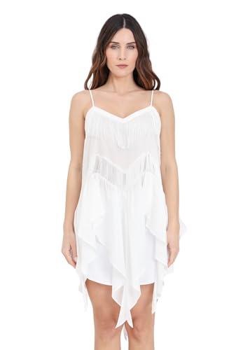 Pinko AILO Top Mussola con Frange Canottiera da Donna, Z05_Bianco-Biancaneve, 36