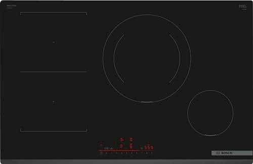 Bosch PVS831HB1E Serie 6, Piano cottura a induzione, CombiZone combina due zone cottura, DirectSelect, Home connect, frontale smussato, Nero, 80 cm