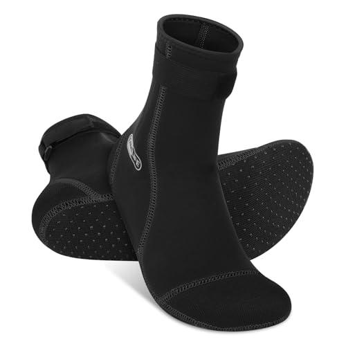 Gimilife Calzari Neoprene, Calzari Surf 3mm, Calzari Beach Volley Tennis per Uomo e Donna, Calzini da Immersione per Snorkeling, Nuoto, Vela, Kayak - Nero, S - 1 Pair