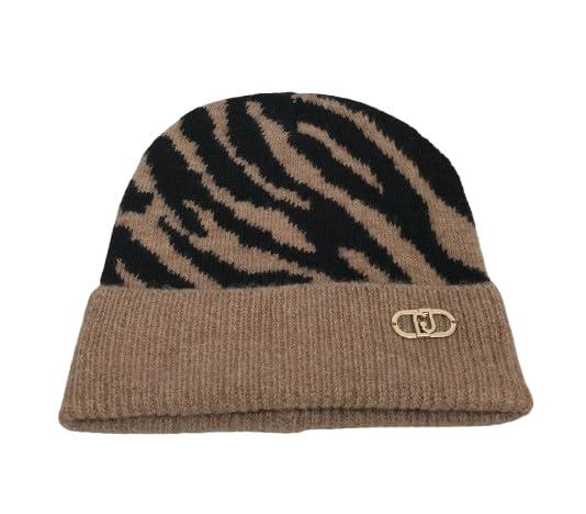 Liu Jo Berretto Beanie (IT, Testo, Taglia Unica, zebrato Nero/Cammello C26LJ11 2F5007 M0300 09N37)